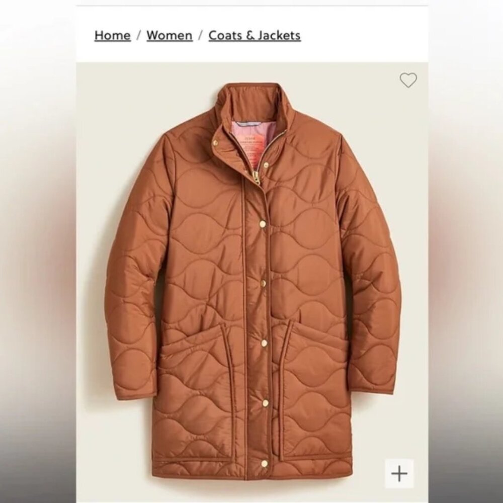 J. Crew Quilted Cocoon Coat in Nutmeg Size S - Picture 7 of 8